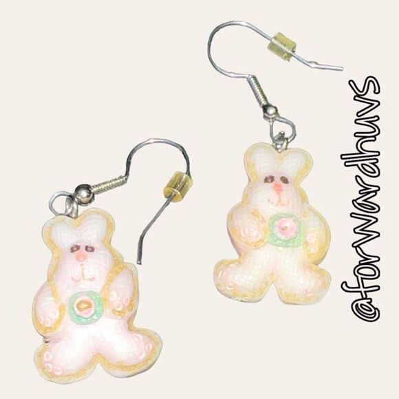 Whimsical Easter Bunny Vintage Dangle Earrings - Picture 4 of 8